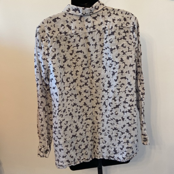 J JILL Love Linen Essential Shirt Size Medium Long Sleeve Button Up Gray - Picture 4 of 7